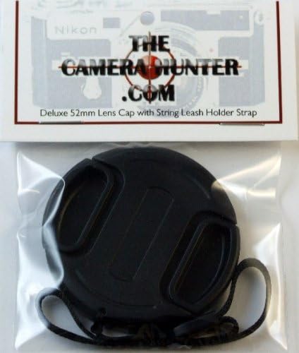 Premium 52mm Center Pinch Camera Lens Cap with String Holder Keeper Strap for Digital Cameras and Video Camcorders