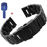 apple watch band,JZxin Stainless Steel Wrist Bracelet Clasp with Milled Polishing Shiny Solid Connector Buckle Strap for Apple iWatch, 42mm, Black