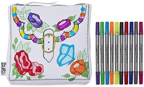 Eatsleepdoodle Fun Color in Children's Zipper Pouch - Great for Accessories or Stationery - To Decorate and Personalize with Included Washable Felt Tip Fabric Markers