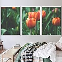 3 Piece Framed Canvas Wall Art Orange Blossom Canvas Prints Home Artwork Decoration for Living Room,Bedroom - 16