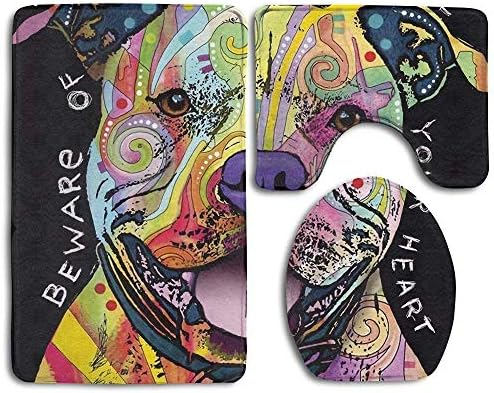 Proud Clothing Pit Bulls Dean Russo Dog Fashion Bathroom Rug Mats Set 3 Piece Anti-Skid Pads Bath Mat + Contour + Toilet Lid Cover