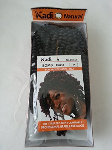 Kadi Natural Braiding Style, Hair Extension, Professional Grade Kanekalon (2 - Darkest Brown Black, BOMB TWIST)