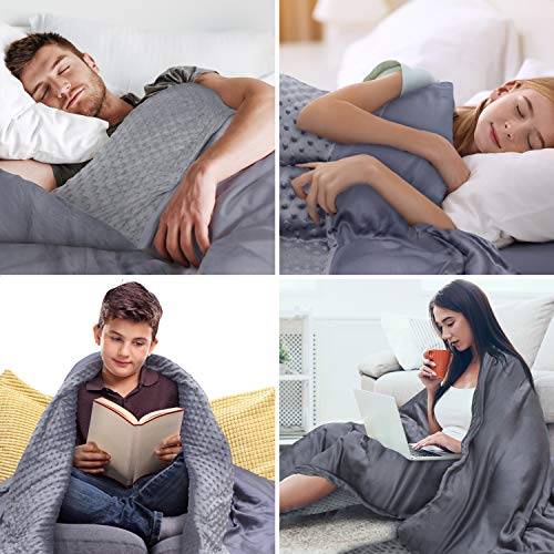 CoziRest Cooling Weighted Blanket - 20 lbs - 60x80" Queen Size - Cool Bamboo & Cozy Minky Dual-Sided Cover Included - Heavy Blanket for Adults from 190 - 240 lbs