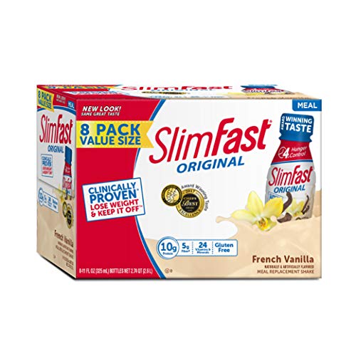 SlimFast Original French Vanilla Shake – Ready to Drink Weight Loss Meal Replacement – 10 of protein –  11 fl. oz. Bottle – Pack of 8