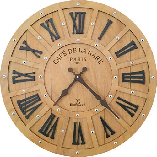 B SQUARE Wood Wall Clock (15.5 inch, Peach)