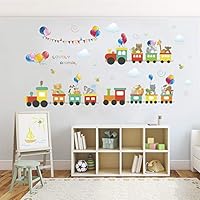 ufengke Animal Train Wall Stickers Balloons Wall Decals Art Decor for Kids Bedroom Nursery