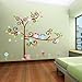 soferrior Colorful Flower and Owls On The Tree Cartoon DIY Art Wall Decor Sticker, Removable Decals for Kids Baby Room Decoration, for Living Room