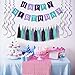 Mermaid Happy Birthday Decorations, Mermaid Party Supplies Under The Sea Birthday Banner Signs, 15pcs Tassel Garlands & 6pcs Swirls Streamers for Baby Kids Girls and Adults