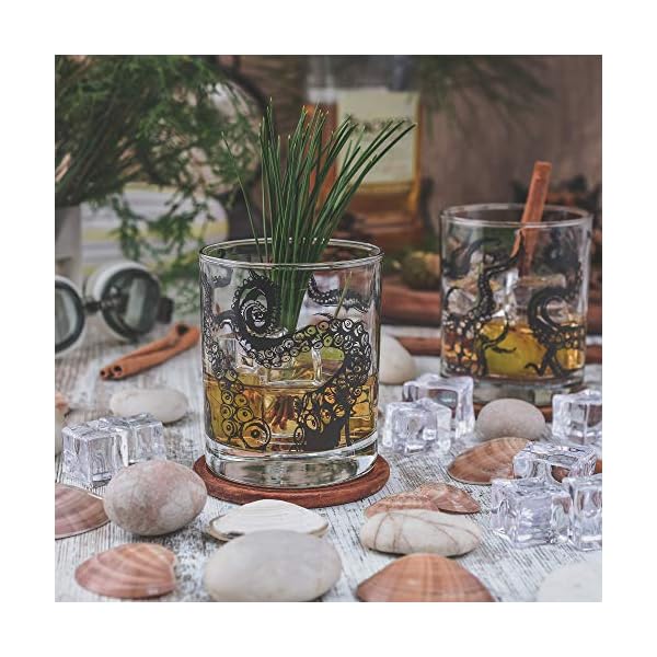 Greenline Goods Whiskygläser - 10 Unzen Becher Geschenkset - Kraken Whiskygläser (2er-Set) | Rocks Glass Octopus Decor | Old Fashioned Rocks Brille – Bild 5