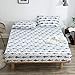 BuLuTu Navy Blue/Grey Shark Print Deep Pocket Fitted Bed Sheet Queen Cotton White-Breathable, Durable and Comfortable,Premium Single Bottom Fitted Sheet ONLY,No Pillowcases
