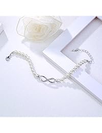 GEORGE · SMITH Forever Elegance Pulsera ajustable de perlas cultivadas en agua dulce para mujer, colección de joyas de damas de honor con caja de regalo de lujo