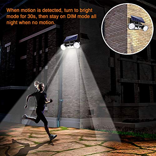 Outdoor Solar Lights, Ollivage 30 LED Solar Security Lights with Motion Sensor Dual Head Spotlights IP65 Waterproof 360° Adjustable LED Solar Motion Lights for Front Door Garage Patio Deck, 2 Pack