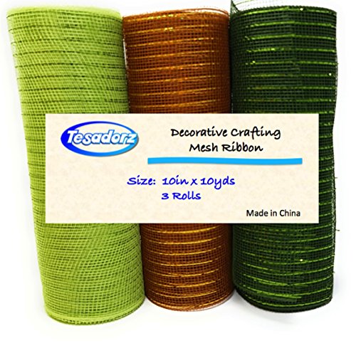 Forest Woodlands Nature Colored 10" Wide, 10 Yard Decorative Metallic Mesh Rolls (Green, Moss, Brown)