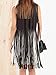 Persun Women's Black Faux Suede Hole Tasseled Hem Collarless Waistcoat