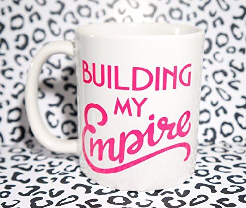 BUILDING MY EMPIRE PINK AND WHITE COFFEE MUG, 11 OZ COFFEE MUG. BUILDING MY EMPIRE MUG