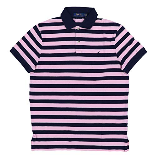 Polo Ralph Lauren Mens Custom Slim Fit Mesh Striped Polo Shirt