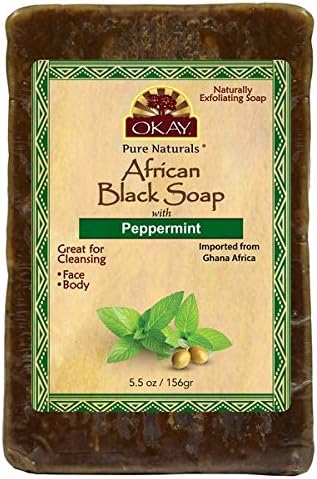 Okay Pure Naturals African Black Soap with Peppermint 5.5 oz. (Pack of 6)