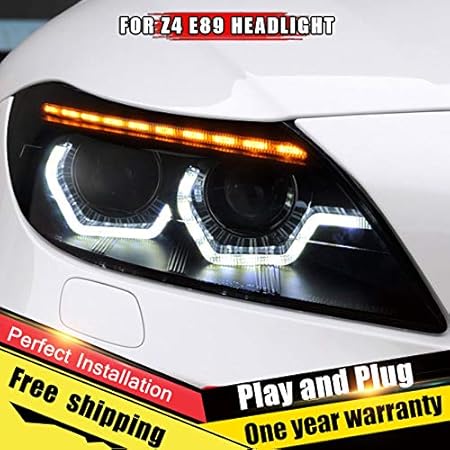 Amazon Com 2pcs Headlight Assemblies For Bmw Z4 E89 2009 2016 Bi Xenon Lens Projector Double Beam Xenon Hid Kit With Led Daytime Running Lights Automotive