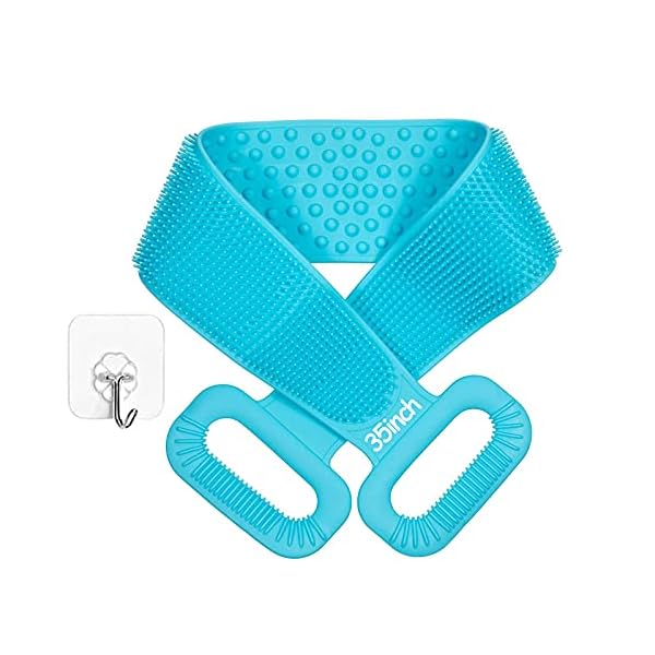 Extra Long Silicone Back Scrubber for Use In Shower, Dual-Sided Body Bath Brush for Exfoliating, Men/Women Deep Clean…