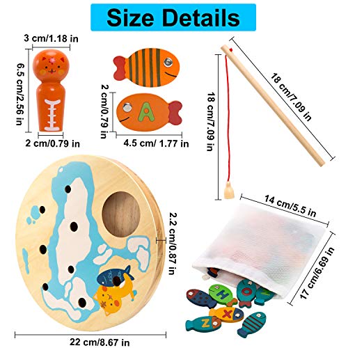 TEPSMIGO Magnetic Alphabet Letter Wooden Fishing Game for Toddler Boys Girls Age 3+ - Thumbnail 3