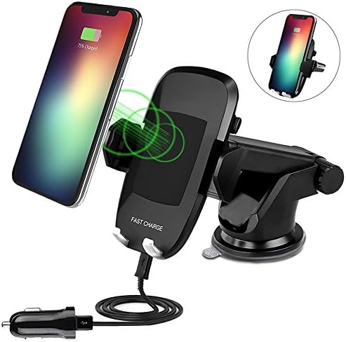 Wireless Car Charger for iPhone X, iPhone 8 Plus/iPhone 8, and Other Qi-Enabled Devices , Provides Fast-Charging for Samsung Galaxy Note 8/S8/ S8+/ S7 / S7 edge / S6 edge+, and Note 5-Black
