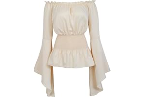 SYHTBYOH Womens Victorian Long Sleeve Boho Blouse Top Plus Size Renaissance Shirt Gothic Ruffle Pirate Skirt Cosplay Costumes