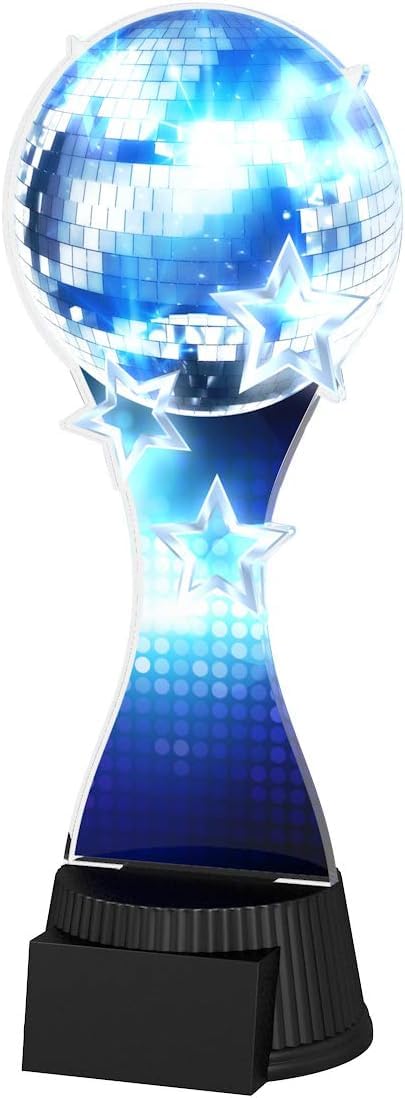 Trophy Monster Glitterball Dance Trophy Size 190mm | for Clubs, Events & Competitions | Made from 6mm thick Printed Acrylic