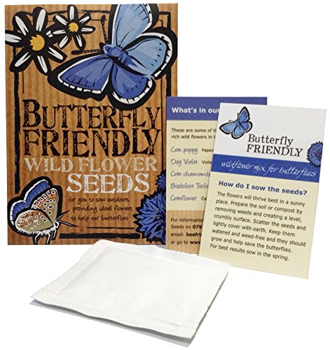 Butterfly Friendly Wildflower Seeds - Great Gardener Gift. Beautiful, Colourful Native British Wild Flowers. UK Grown. RHS Plants for Pollinators Mix.