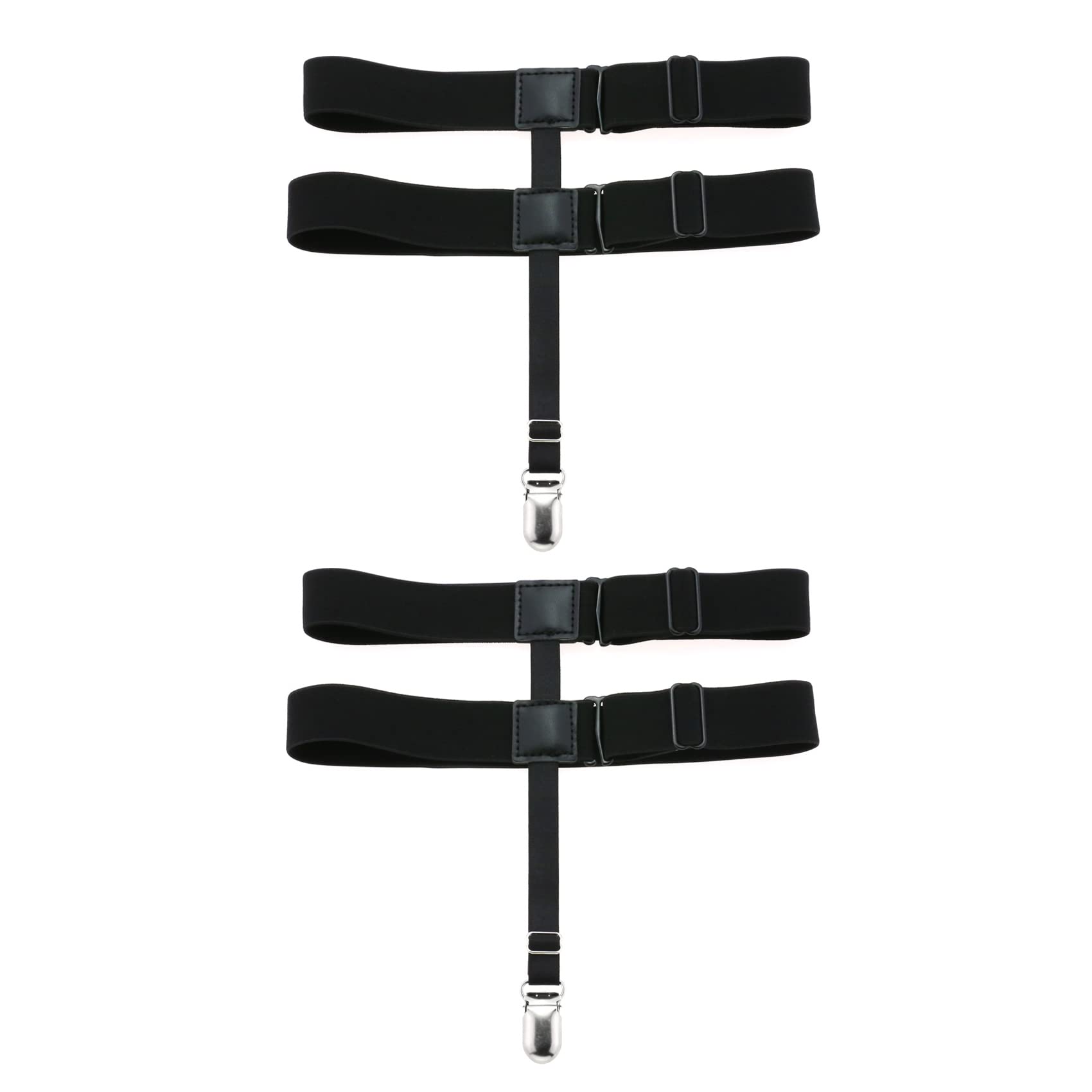 2PCs Super Adjustable Leg Garter with Anti-Slip Clips, Elastic Thigh Garters for Women