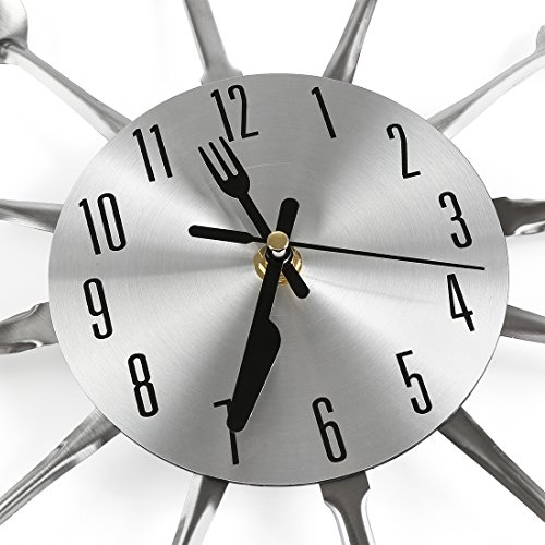 CIGERA 16 Inch Large Kitchen Wall Clocks with Spoons and Forks,Great