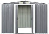 N/C Metal Garden Shed Apex Roof Tool Storage House Grey 8x6ft Door on 8ft Side view 6
