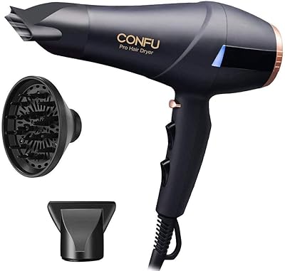 CONFU 2300W Profi Föhn Ionen Technologie Salon Haartrockner mit Diffusor StylingDüse Professional Fön AC Motor Schnell Trocken Leistungsstark 2 Geschwindigkeit und 3 Heizstufen Kalt Europäisch 220V