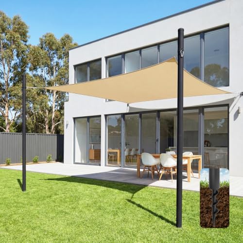 Garvee 2 Packs Shade Sail Poles, 10 ft Sun Shade Poles with Clamps for Patios