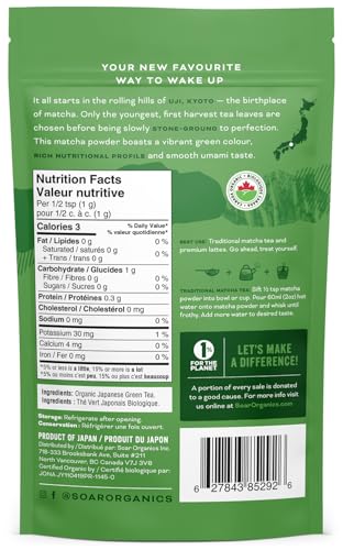Soar Organics - Uji Ceremonial Grade Matcha Green Tea Powder - Authentic Japanese First Harvest (100g)