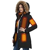 HEARTOVA Graphene Women Heated Long Jacket with 18400 mAh Battery Pack