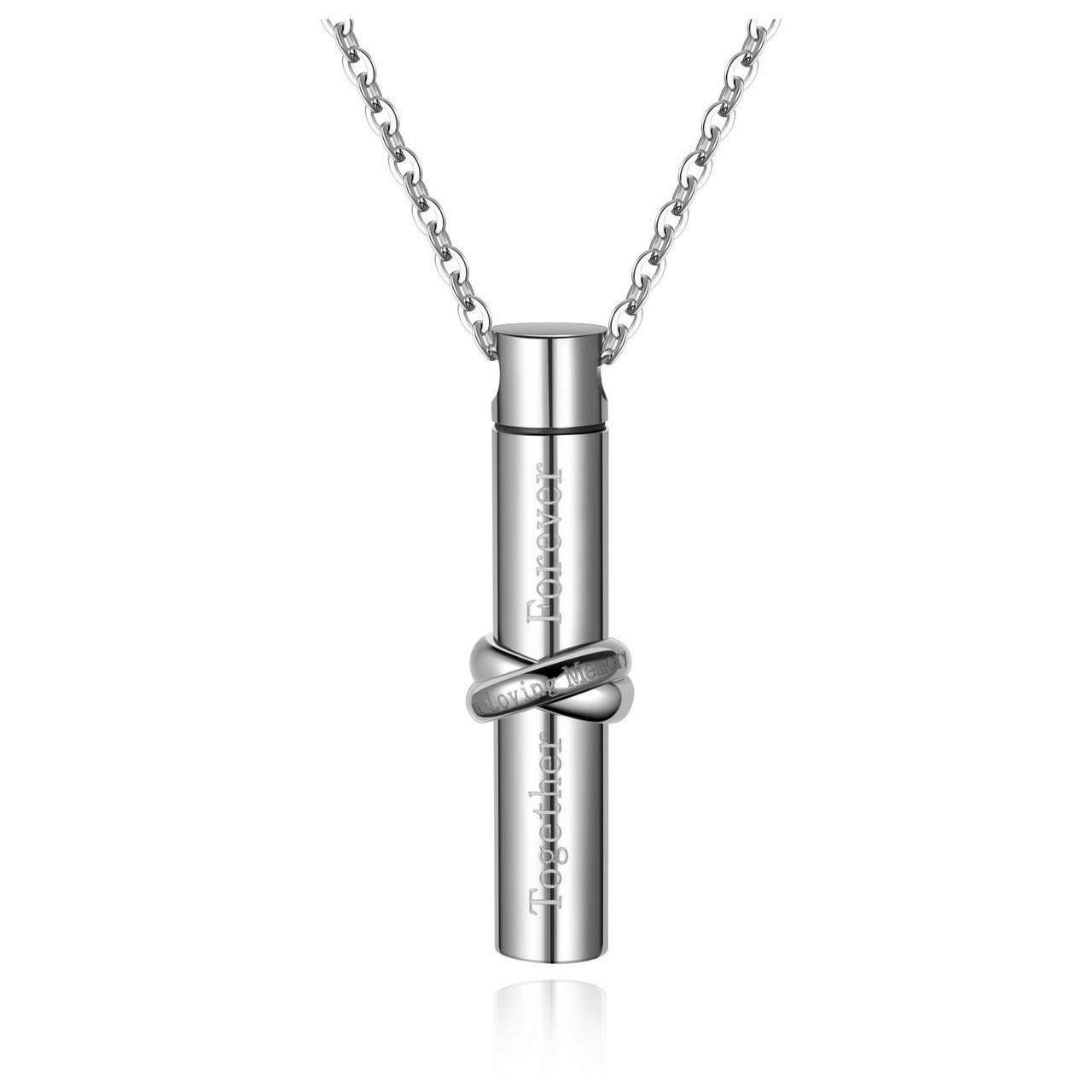 Jovivi Urn Necklace for Ashes Stainless Steel Infinity Cylinder Keepsake Memorial Hair Locket Pendant Cremation Jewellery for Women Mum — image 1