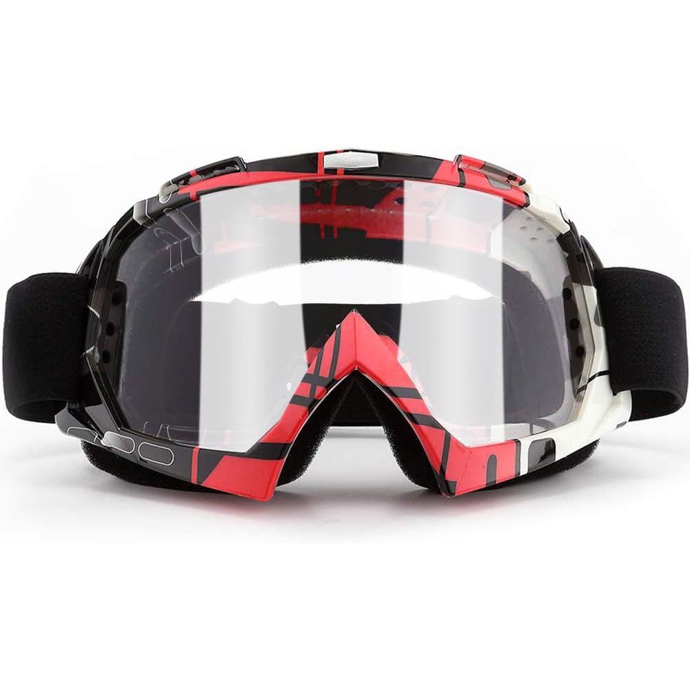SPOSUNE Motorcycle Goggles, ATV Dirt Bike Off Road Racing MX Riding Goggle Anti-Scratch Dustproof Bendable UV400 Eyewear Padded Soft Thick Foam,Adjustable Strap Adults' Cycling Motocross