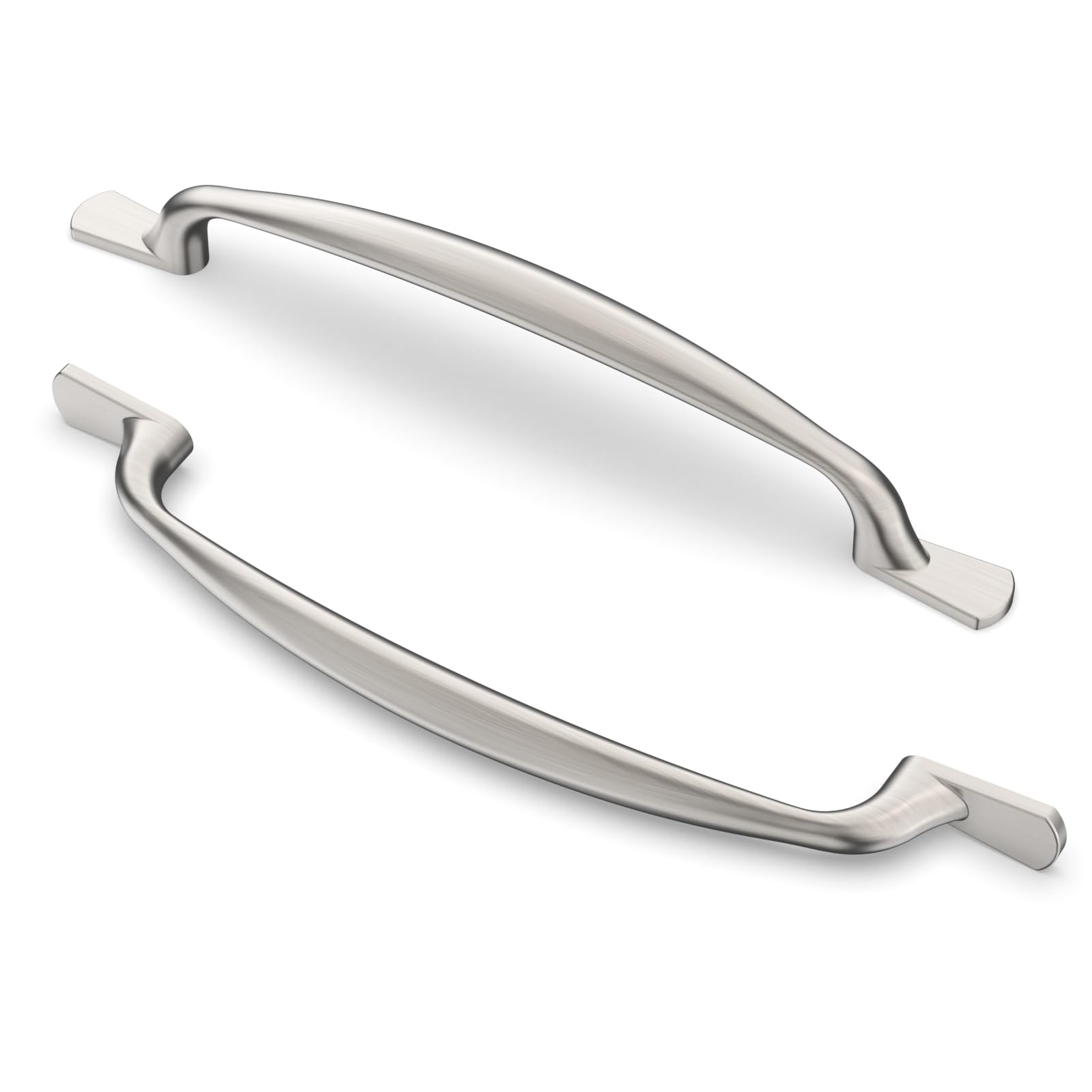 Furniware Pack of 10 Cabinet Handles - 128mm(5 Inch) Hole Center Brushed Nickel Cabinet Pulls for Kitchen Doors