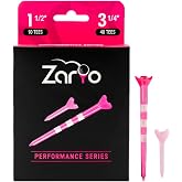 Zario Plastic Golf Tees 3 1/4 Inch Combo with Par 3 Short Golf Tees 1 1/2 inch - Near Unbreakable - 4 Prong with Height Marker Stripes - Many Colors