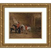 ArtDirect Benjamin Marshall 18x15 Gold Ornate Frame and Double Matted Museum Art Print Titled - Foxhunting Scene (1808)