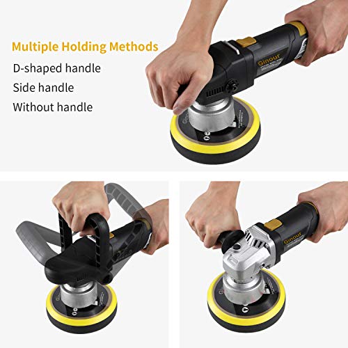 ginour Polisher, 900W 6inch Variable Speed DualAction Random Orbit Car Buffer Polisher with D