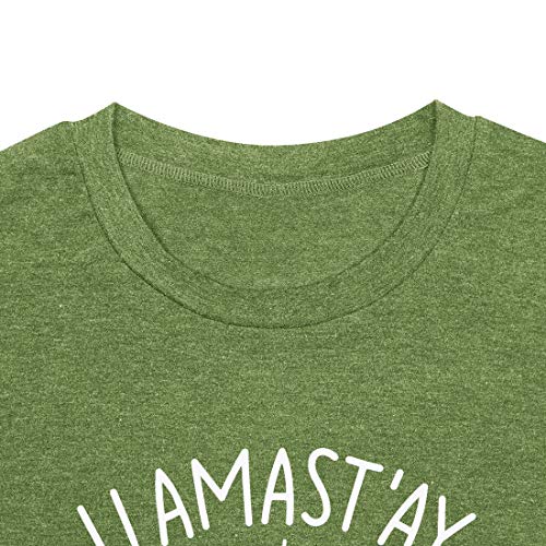 Llamastay 6 Feet Away Shirt Women Funny Llama Graphic Tee Casual Short Sleeve Tops Shirt (Green, L)