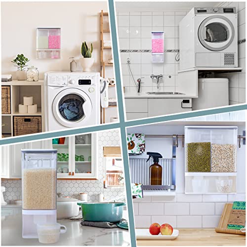 Sparktime Laundry Detergent Dispenser for Scent Booster Beads, Wall Mounted Dry Food Storage Container with 2 Measuring Cups, Suitable for Rice, Beans, Solid Grain, Laundry Scent Beads（3000ml）
