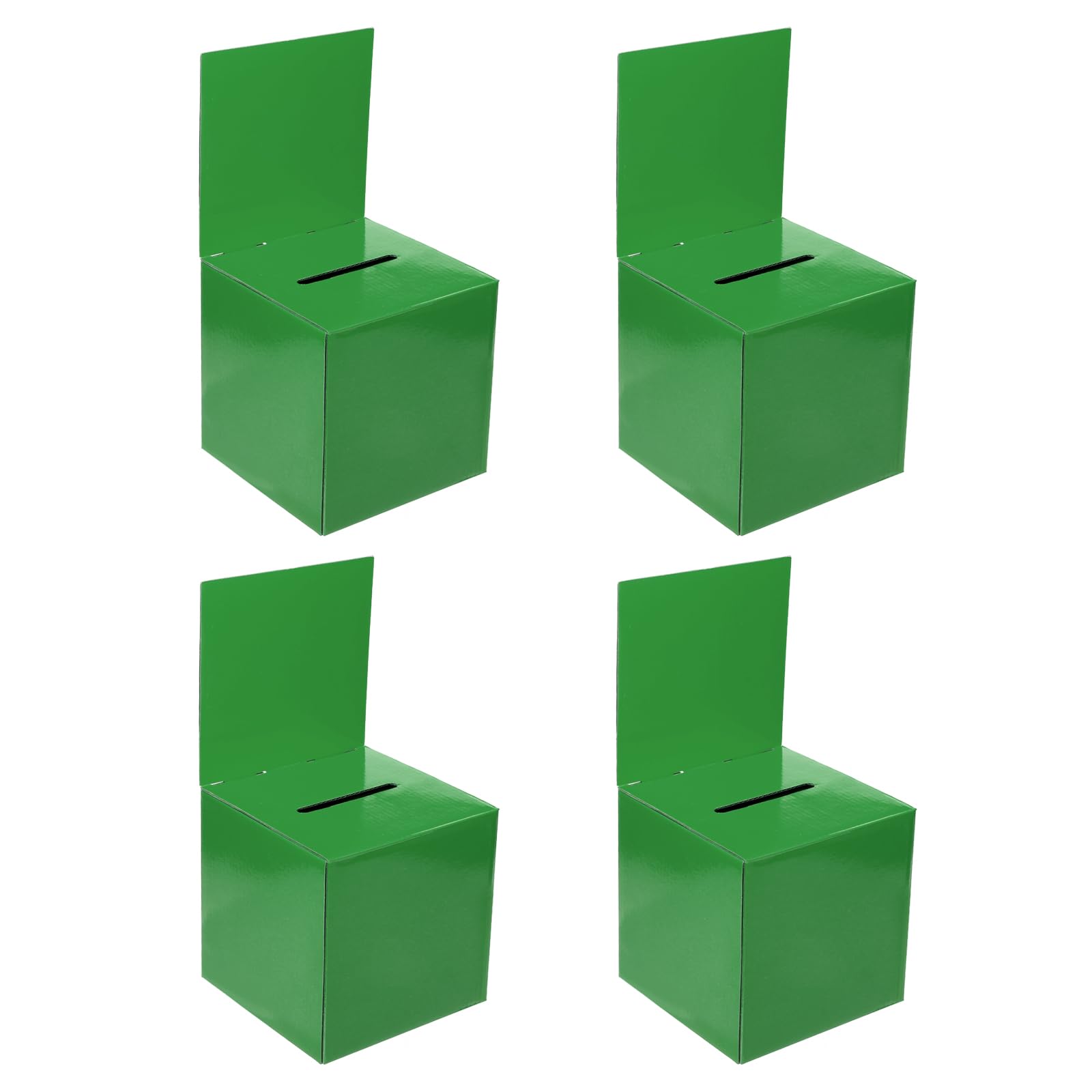 PATIKIL Raffle Box, 4 Pcs 6"x6"x6" Ballot Box with Removable Header Board for Suggestion, Collection, Tip, Donate, Voting, Green