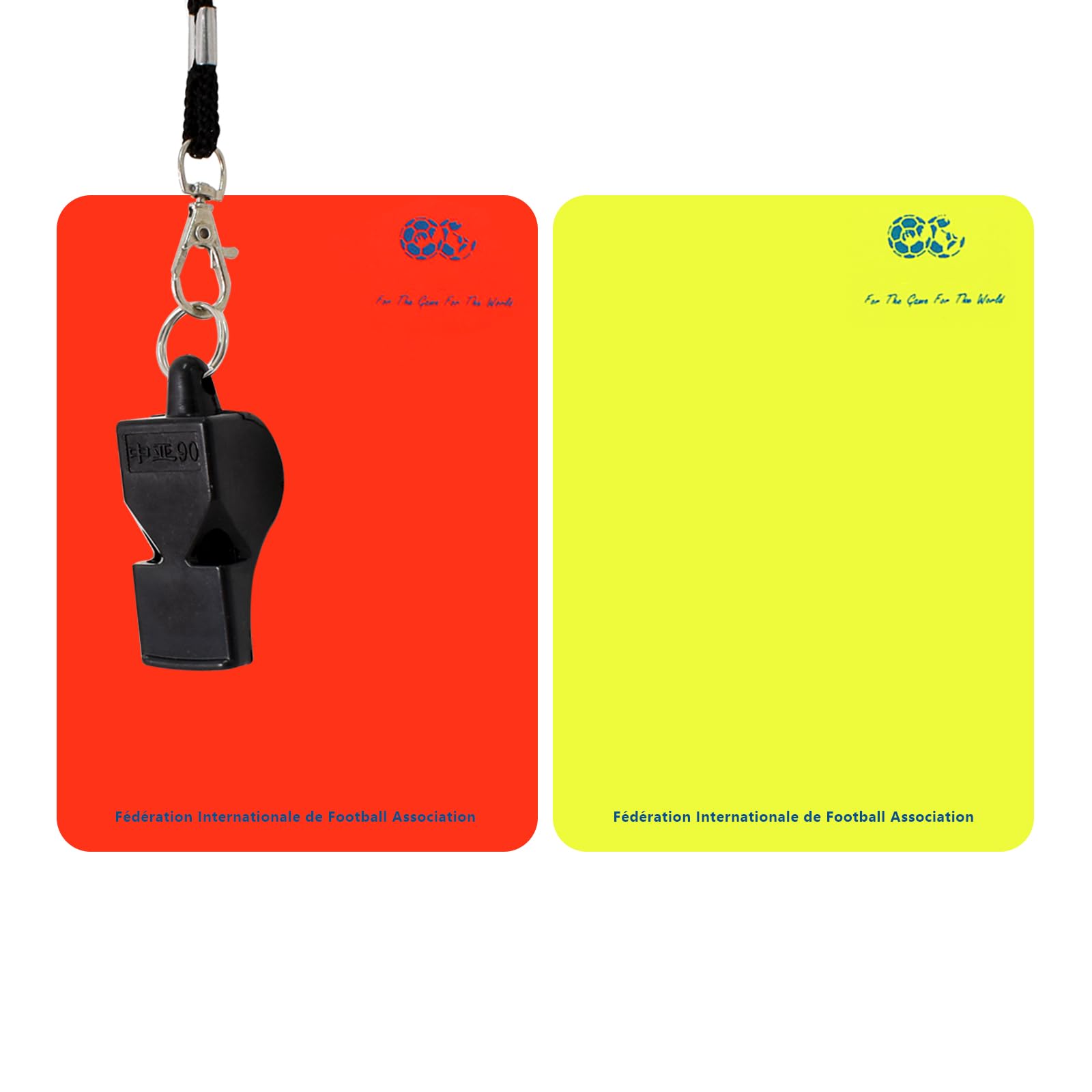 Football Referee Card Set, Soccer Football Referee Card Set, Referee Card Set Red Yellow Cards, with Black Metal Whistles with Lanyard, Referee Equipment for Football Match, for Football Soccer Sports