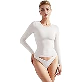 SUUKSESS Women Double Lined Fitted Basic T Shirts Crew Neck Long Sleeve Crop Top