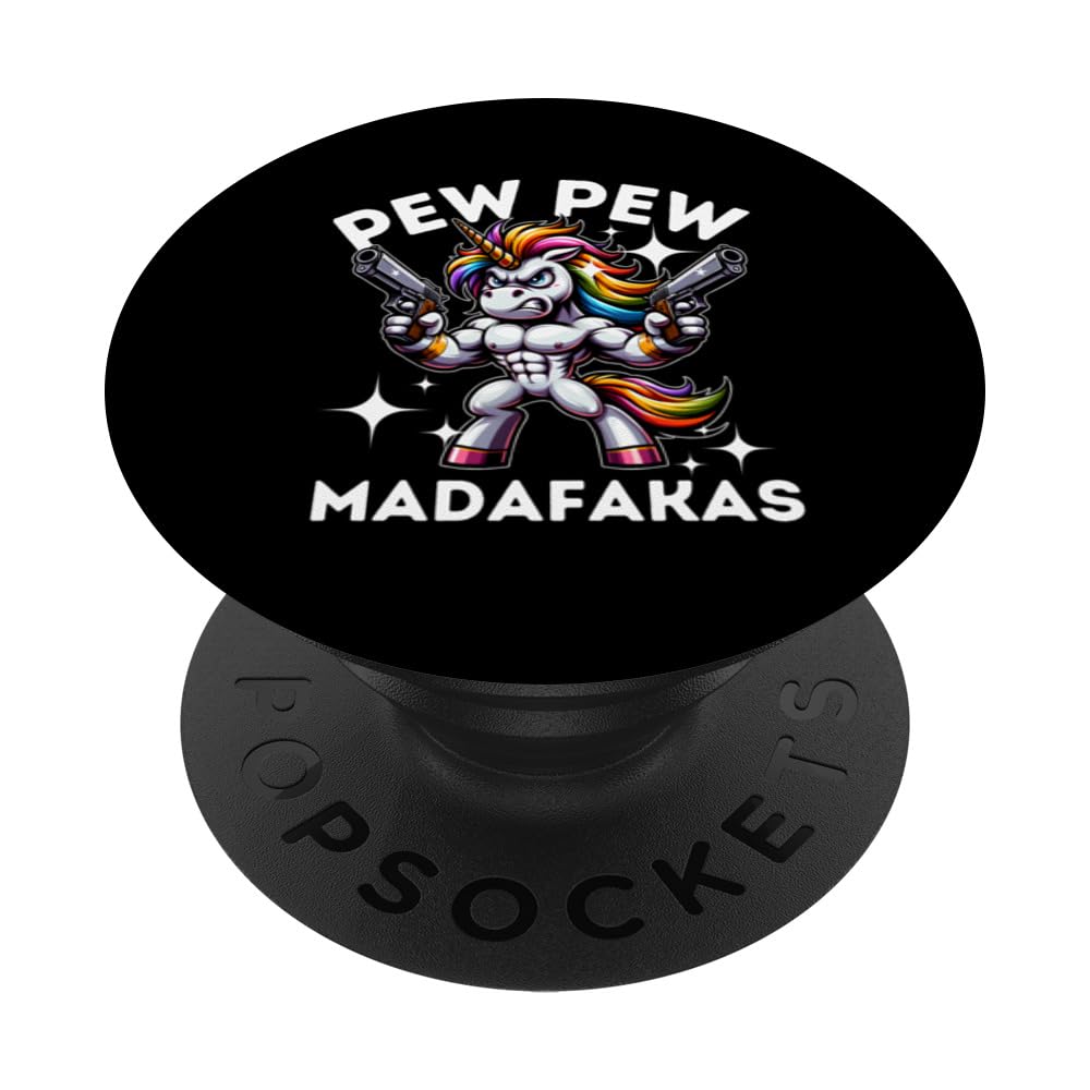 Pew Pew Madafakas Angry Unicorn crazy pew PopSockets Swappable PopGrip