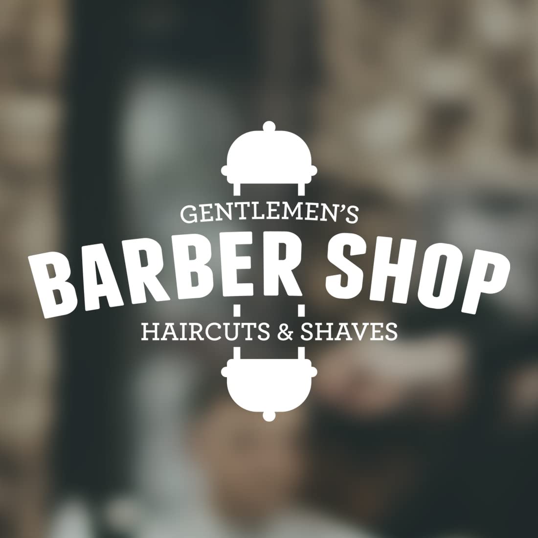Barber shop sign, wall sticker, wall decor, white vinyl vintage pole, gentlemen hairdressing salon