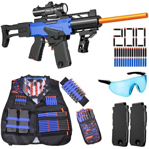 Toy Gun Automatic Sniper Rifle with Scope, Tactical Vest Kit, Toy Foam ...