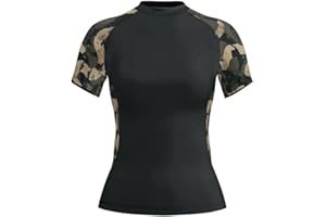 AUREIKA Women’s Camo MMA Rash Guard – Short Sleeve Fightwear Top for BJJ, Kickboxing & Functional Training